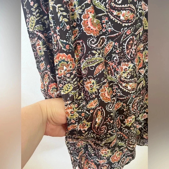 J Jill Sz SP Brown/Orange Paisley 100% Rayon Long Button Down Pockets Brand New - Picture 3 of 12